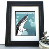 Bubbles The Great White Shark Print - High Quality illustrated art print by Two Little Fruits
