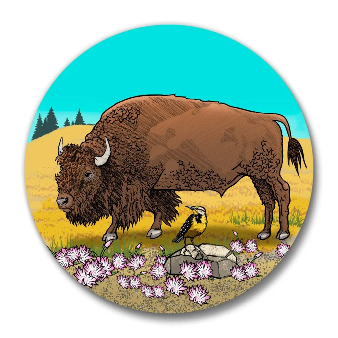 Buffalo Button Pin - 1.25" Soft - Touch Matte Finish, Weather - Resistant & Scuff - Resistant - Button Pins - Two Little Fruits - Two Little Fruits
