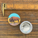 Buffalo illustrated button pin by Two Little Fruits