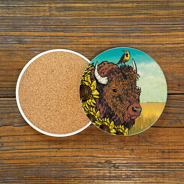 Buffalo Ceramic Coaster - Coasters - Two Little Fruits - Two Little Fruits