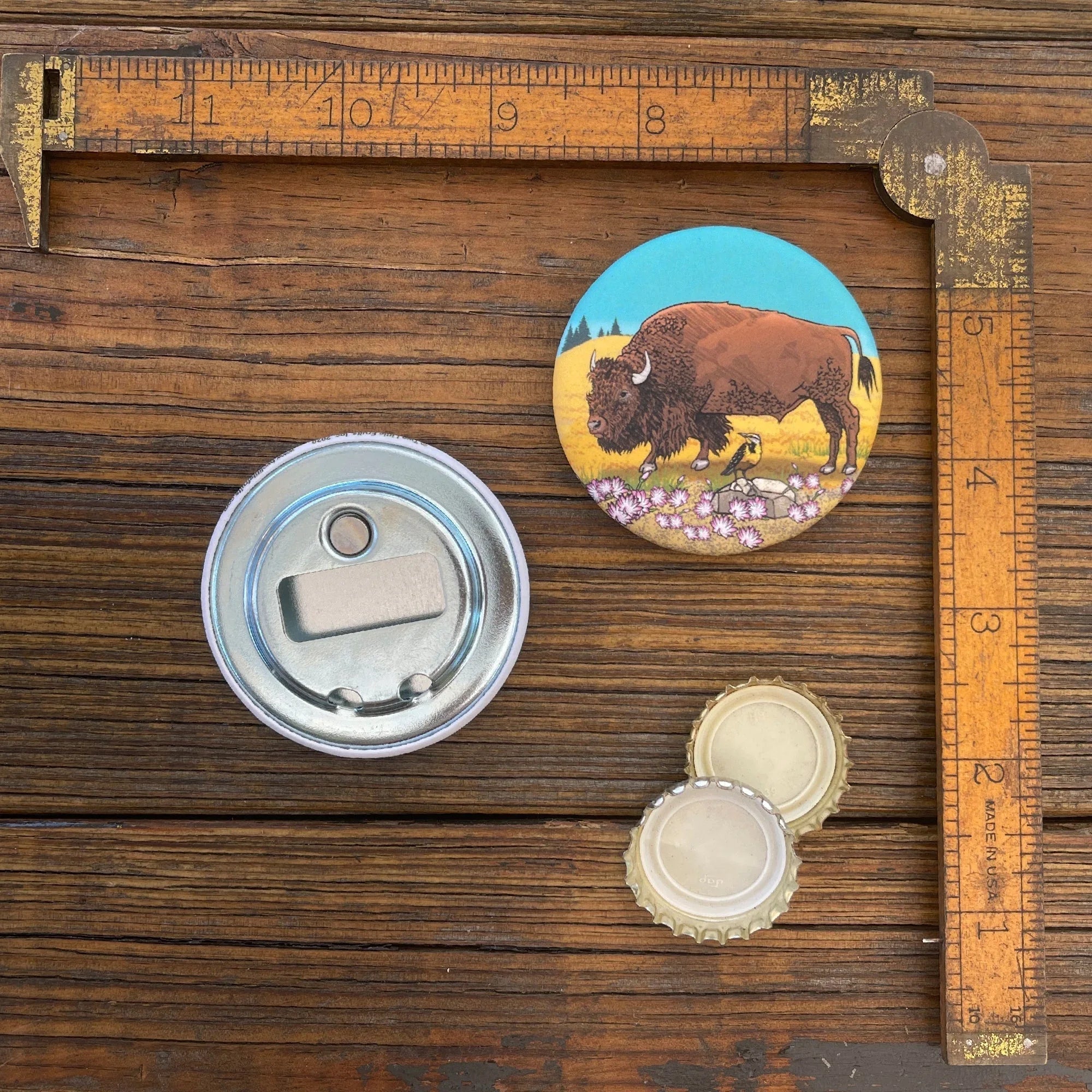 Buffalo illustrated magnetic bottle opener by Two Little Fruits