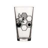 Buzzing Bee Beer Glass - Handcrafted Honeycomb Design - Pint Glass - Two Little Fruits - Two Little Fruits