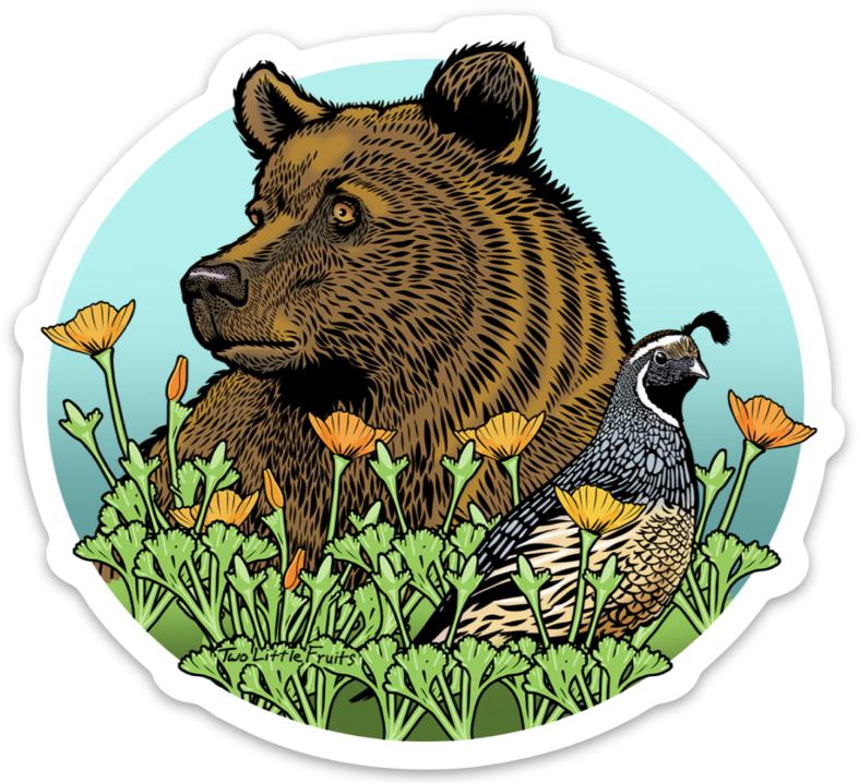 Grizzly Bear Sticker - Sticker - Two Little Fruits - Two Little Fruits