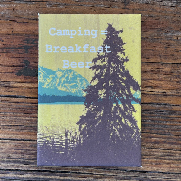 Camping = Breakfast Beer Magnet, Fridge Magnets - Two Little Fruits