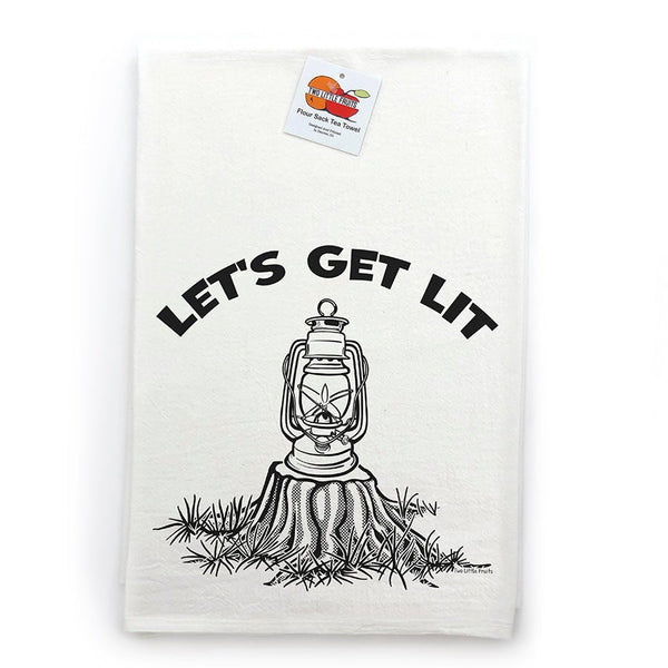 Camping Kitchen Towels - Let's Get Lit Cotton Tea Towels with Eco - Friendly Print - Tea Towels - Two Little Fruits - Two Little Fruits