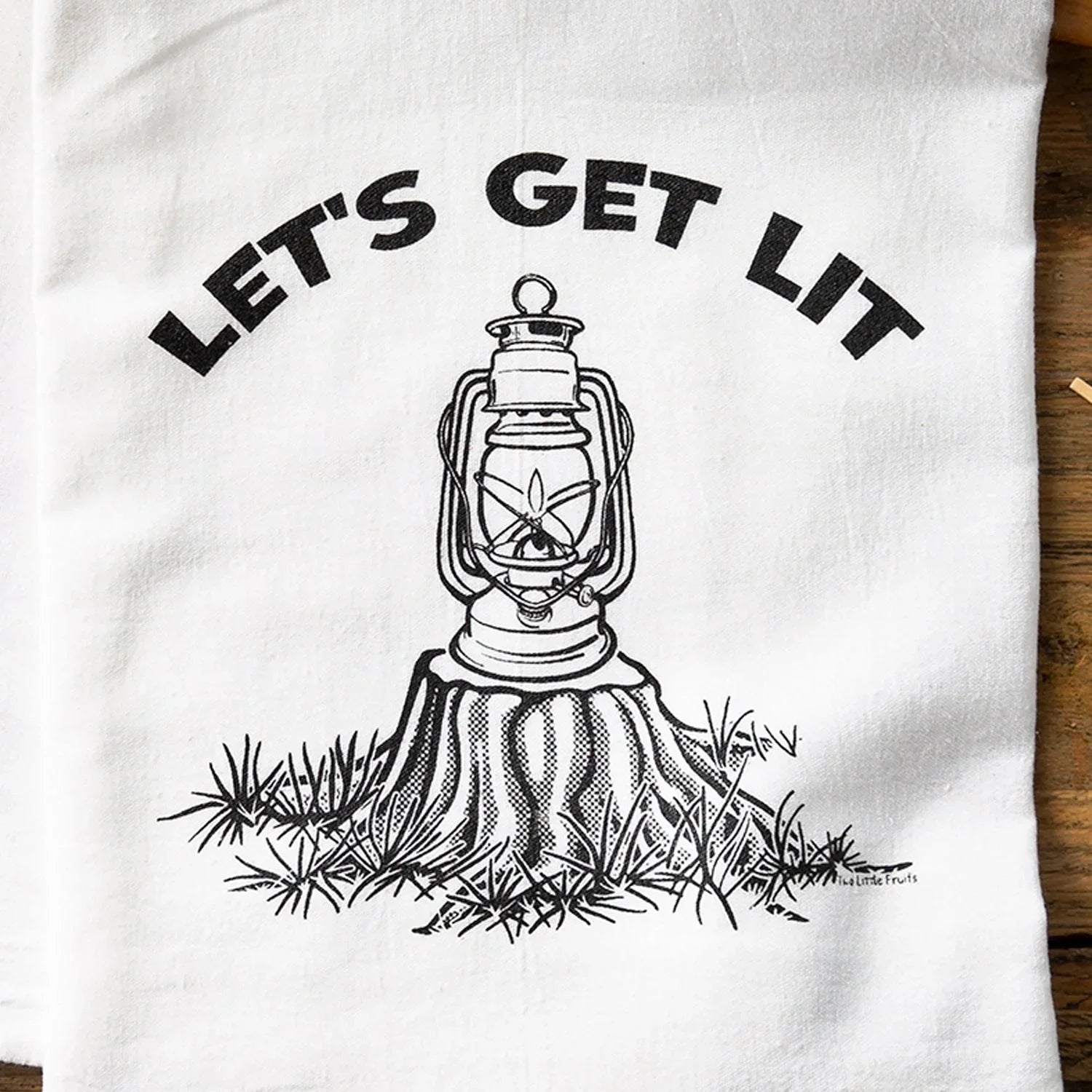Camping illustrated tea towel by Two Little Fruits