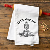Camping Kitchen Towels - Let's Get Lit Cotton Tea Towels with Eco - Friendly Print - Tea Towels - Two Little Fruits - Two Little Fruits