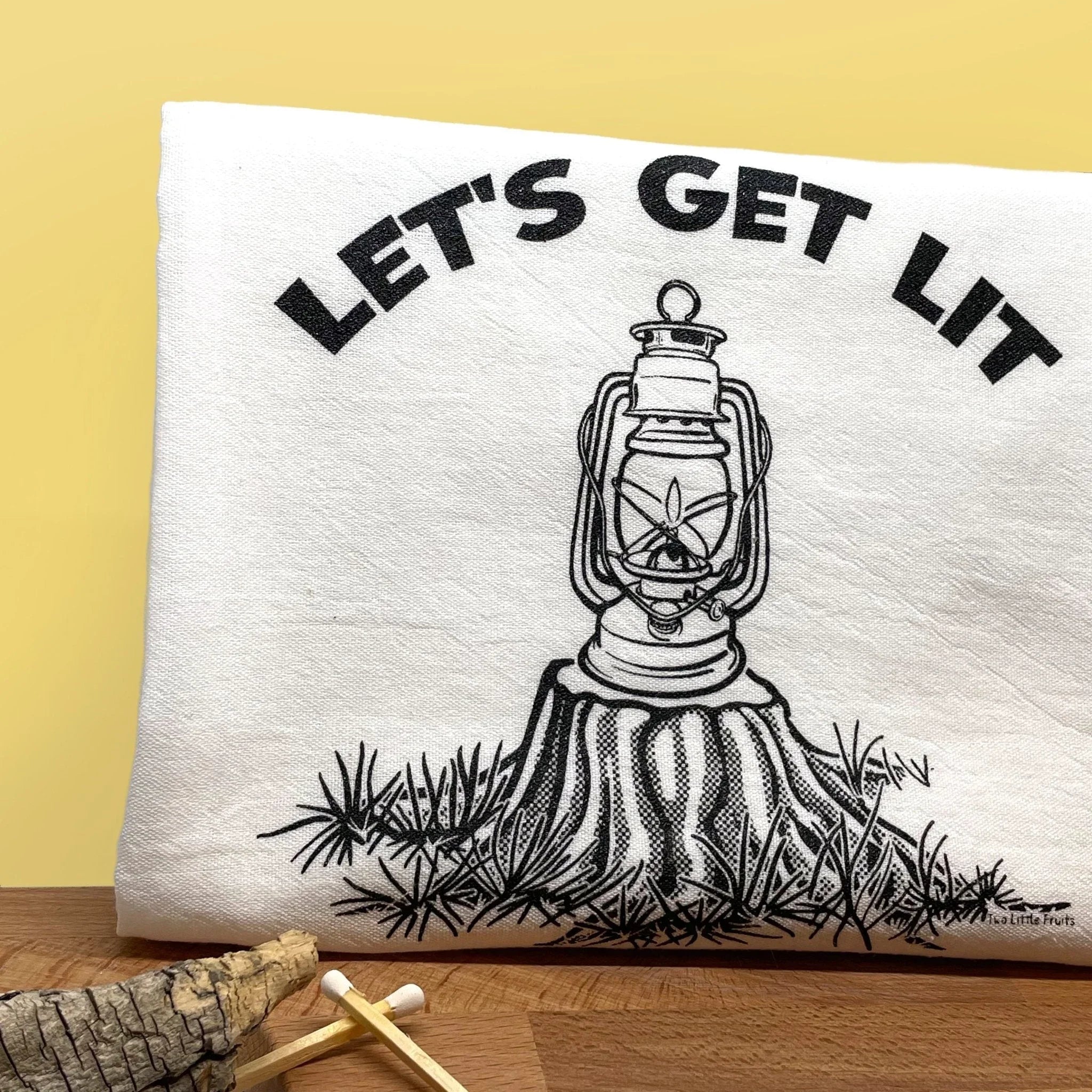 Camping Kitchen Towels - Let's Get Lit Cotton Tea Towels with Eco - Friendly Print - Tea Towels - Two Little Fruits - Two Little Fruits
