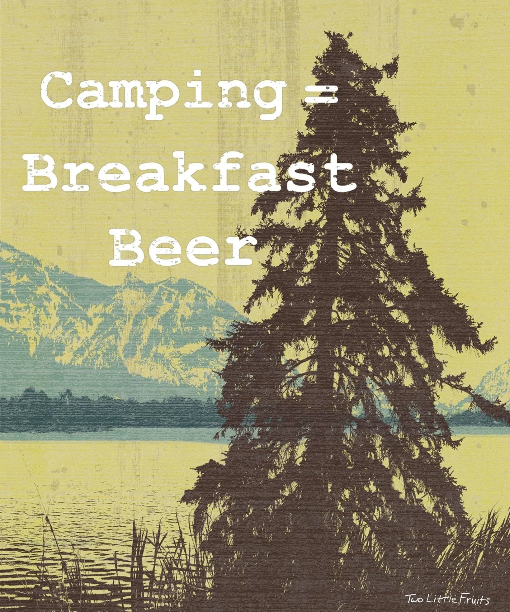 Camping Wall Decor - Breakfast Beer Art Print Featuring Nature Inspired Design - Paper Prints - Two Little Fruits - Two Little Fruits