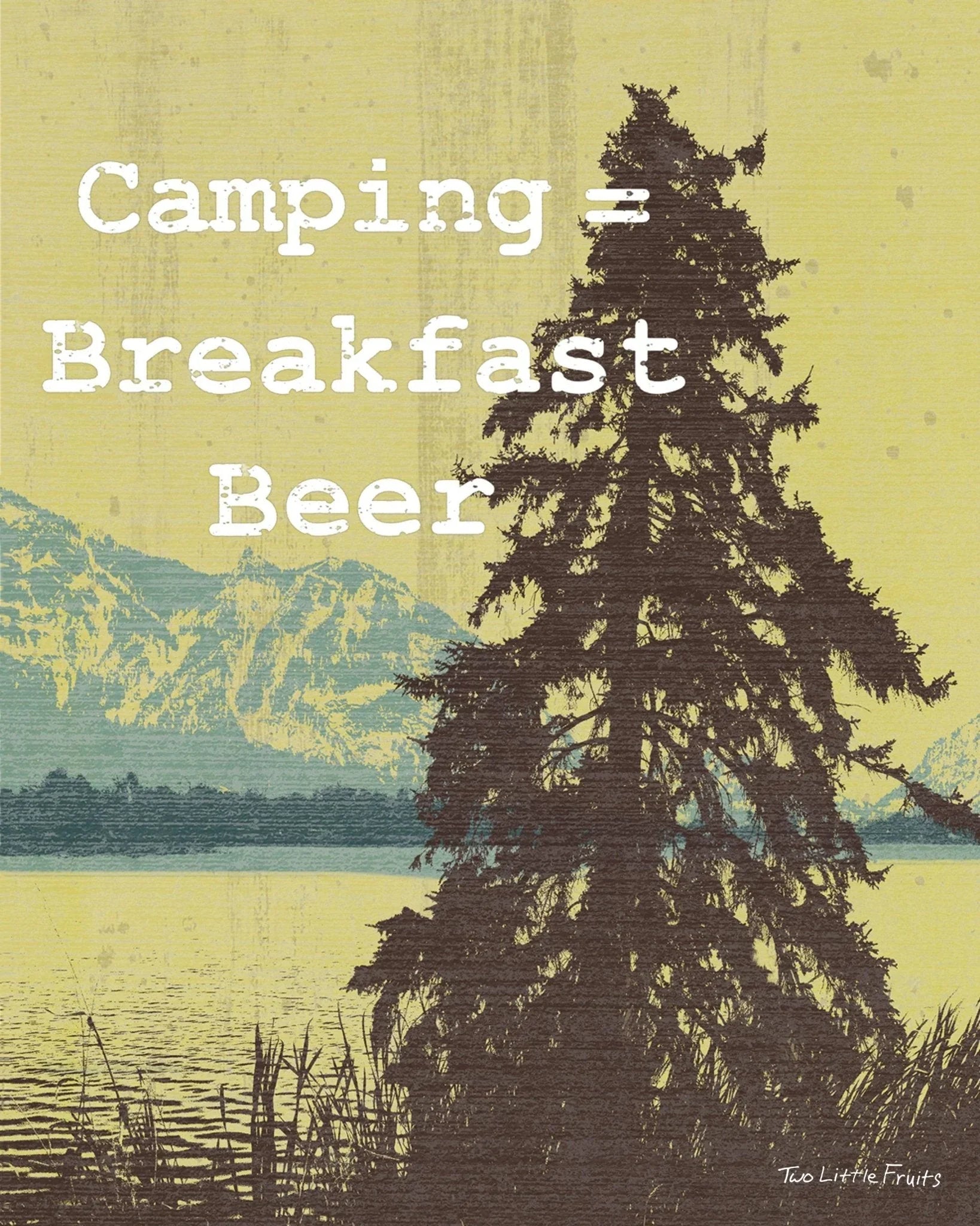 Camping Wall Decor - Breakfast Beer Art Print Featuring Nature Inspired Design - Paper Prints - Two Little Fruits - Two Little Fruits