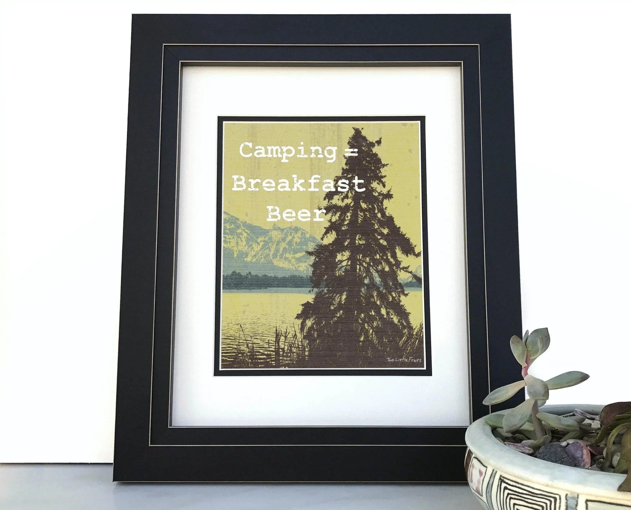 Camping Wall Decor - Breakfast Beer Art Print Featuring Nature Inspired Design - Paper Prints - Two Little Fruits - Two Little Fruits