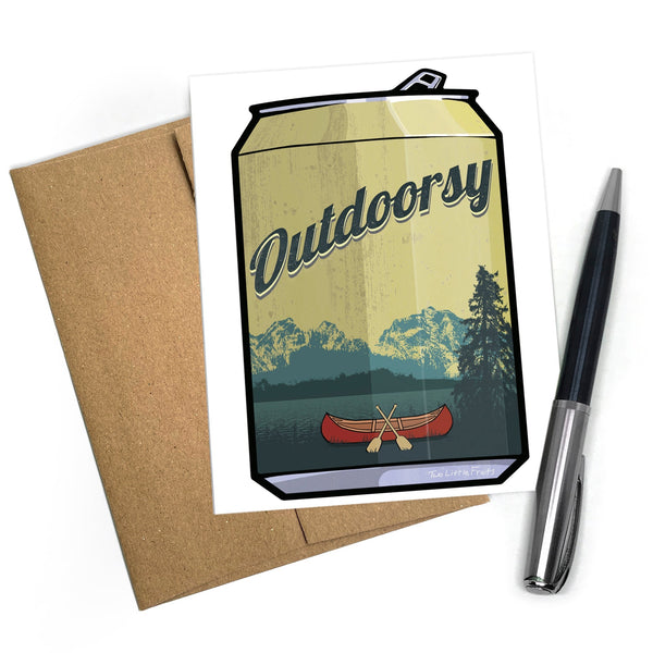 Canoe Themed Card - A2 Size Blank Inside with Brown Envelope by Two Little Fruits - Greeting Cards - Two Little Fruits - Two Little Fruits