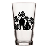 Cat Pint Glass With Monstera Leaves, 16 Fl Oz - Pint Glass - Two Little Fruits - Two Little Fruits