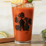Cat illustrated pint glass by Two Little Fruits