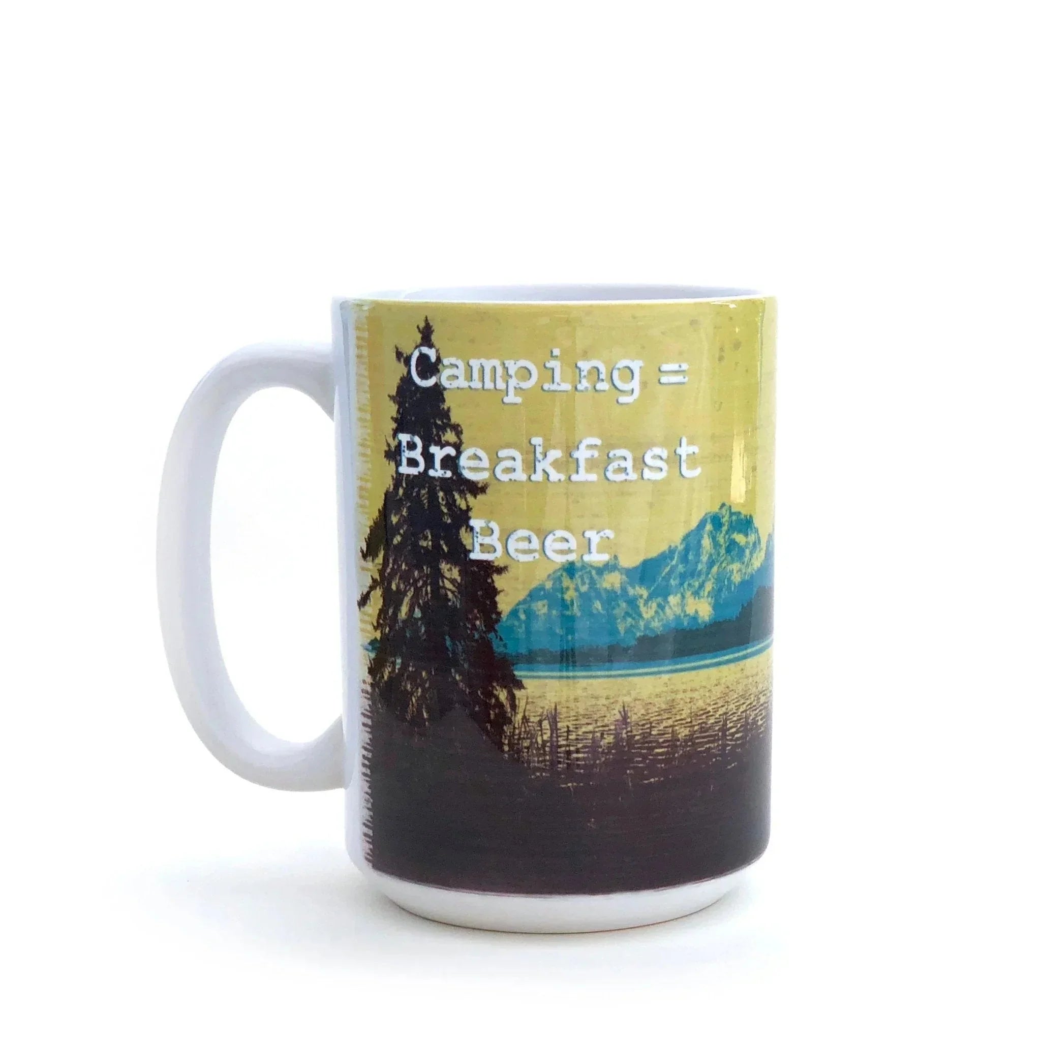 funny camping illustrated ceramic mug 15 oz by Two Little Fruits