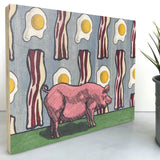 Champ The Pig 8x10 illustrated wood art print by Two Little Fruits