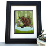Charming Beaver Art Print - Quality 8x10 or 11x14 Inch Wildlife Decor, Great Gift Idea - Paper Prints - Two Little Fruits - Two Little Fruits