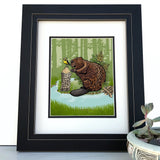 Charming Beaver Art Print - Quality 8x10 or 11x14 Inch Wildlife Decor, Great Gift Idea - Paper Prints - Two Little Fruits - Two Little Fruits