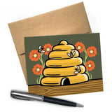 Beehive illustrated greeting card by Two Little Fruits