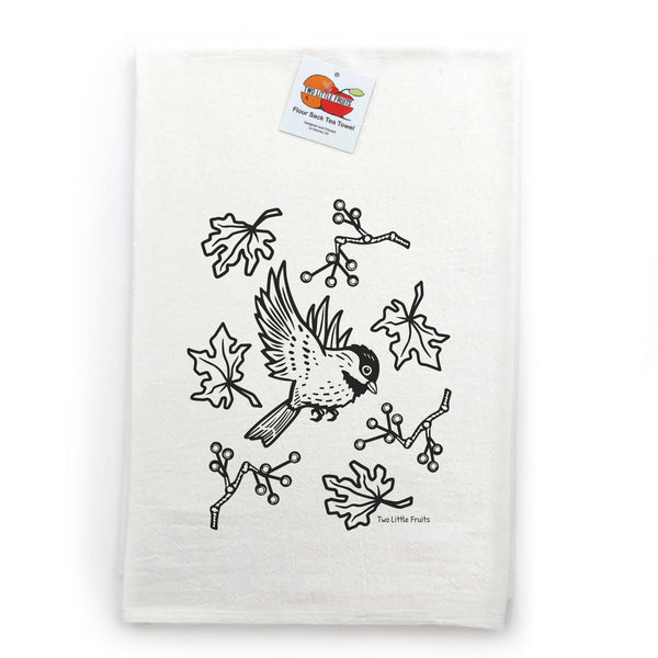 Chickadee Bird Cotton Tea Towel - Two Little Fruits