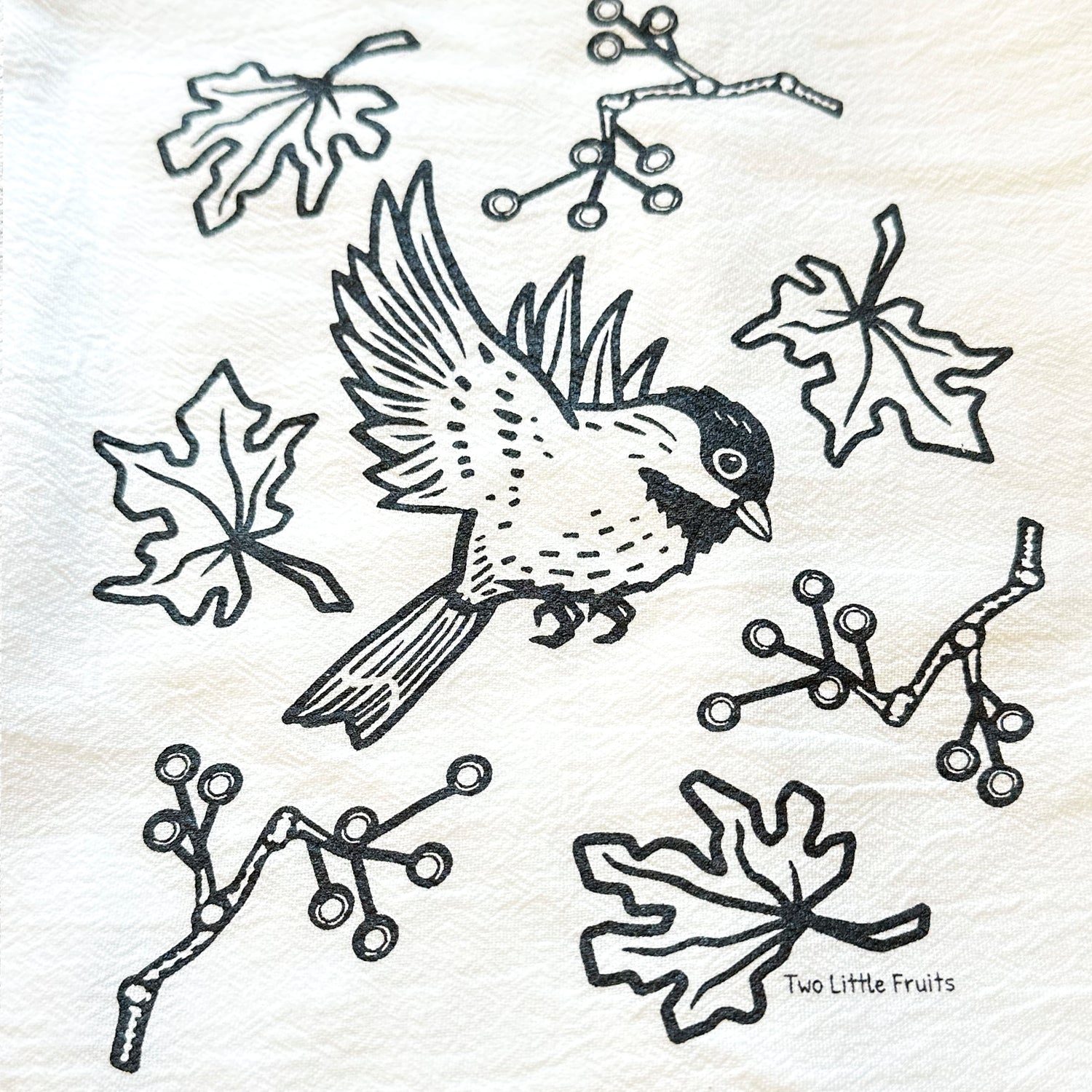 Chickadee Bird Cotton Tea Towel - Two Little Fruits