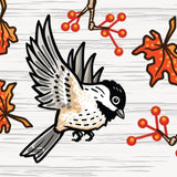 Chickadee illustrated fridge magnet by Two Little Fruits