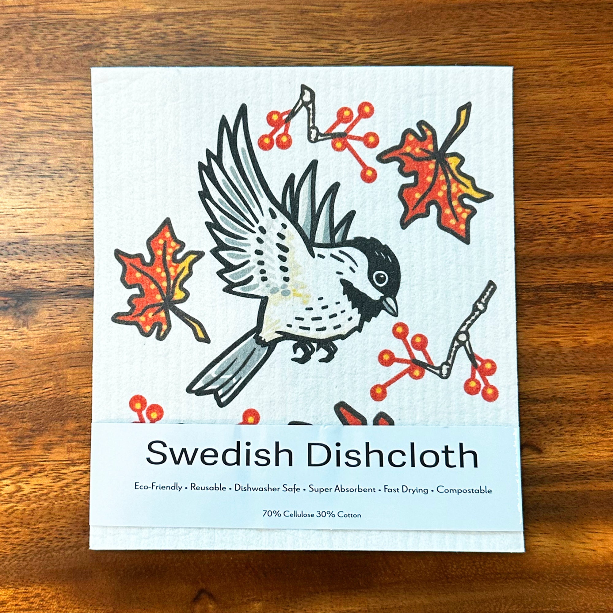 Chickadee Reusable Kitchen Towels - Eco - Friendly Swedish Dishcloth, Compostable & Durable 6.5x8 in. - Swedish Dish Cloth - Two Little Fruits - Two Little Fruits