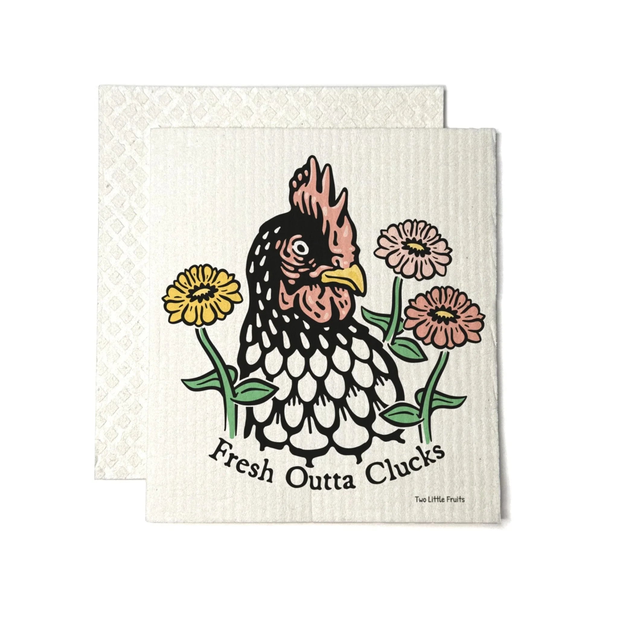 Chicken illustrated swedish dishcloth by Two Little Fruits