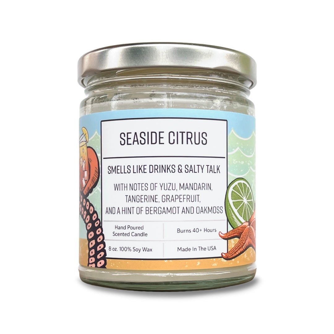 Citrus Scented Candles - Yuzu & Seaside Citrus Aroma | Hand - Poured 100% Soy Wax Candle - Soy Candles - Two Little Fruits - Two Little Fruits
