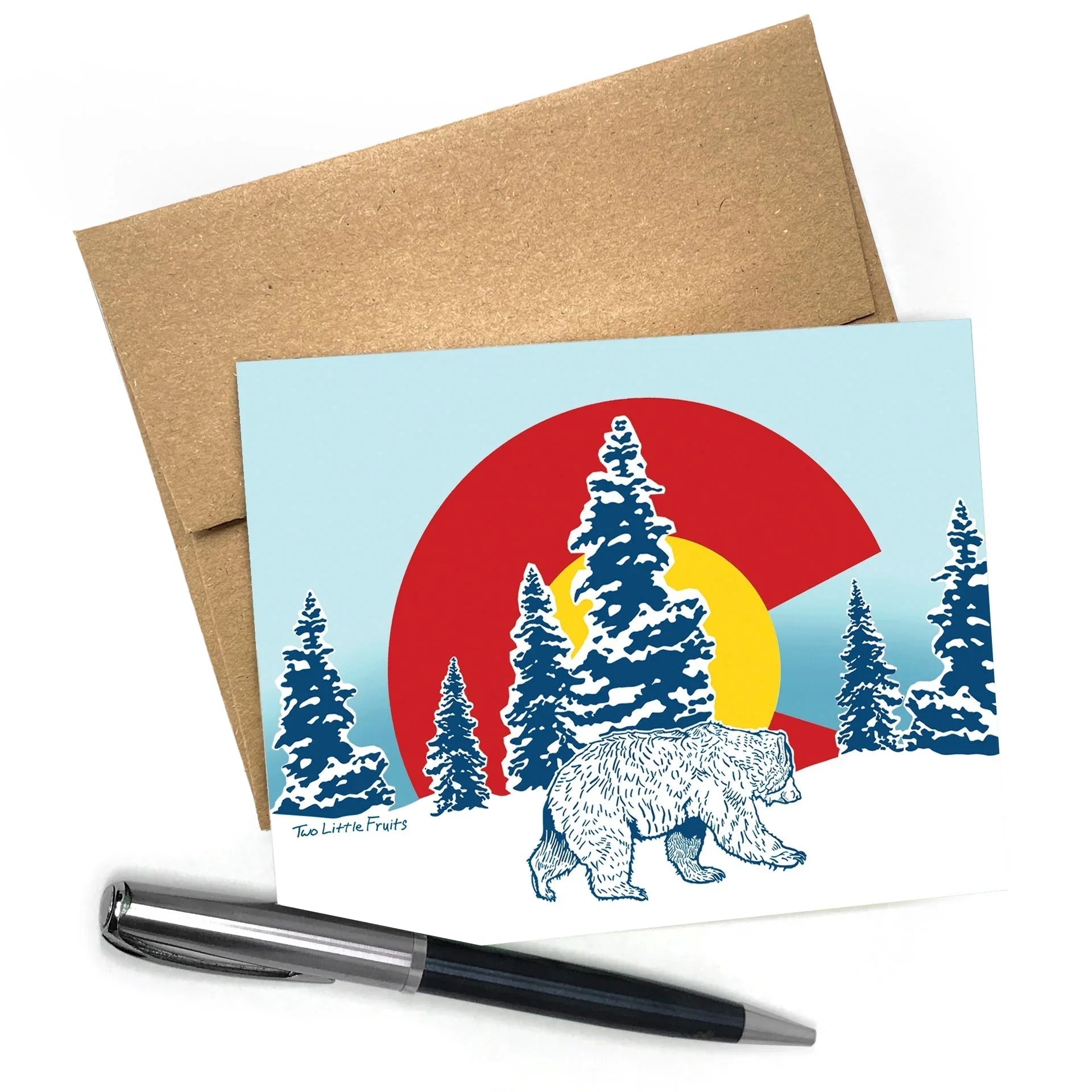 Colorado Bear illustrated greeting card by Two Little Fruits