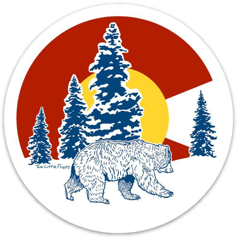 Colorado Flag Bear illustrated vinyl sticker by Two Little Fruits