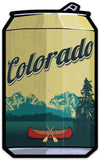 Colorado Beer Sticker - Durable Waterproof Vinyl Decal showcasing a scenic view of mountains and a red canoe, perfect for outdoor enthusiasts.