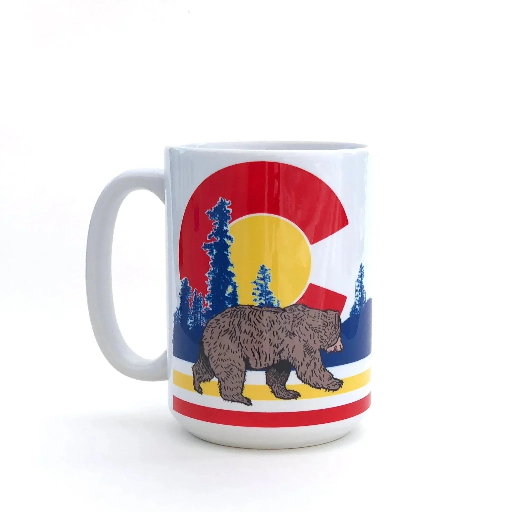 colorado flag bear 15 oz illustrated ceramic mug 15 oz by Two Little Fruits