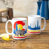 colorado flag bear 15 oz illustrated ceramic mug 15 oz by Two Little Fruits