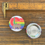 Colorado Gay Pride Bear illustrated button pin by Two Little Fruits