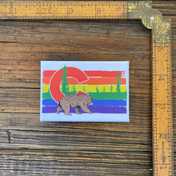 Colorado Rainbow Bear Fridge Magnet, Fridge Magnets - Two Little Fruits