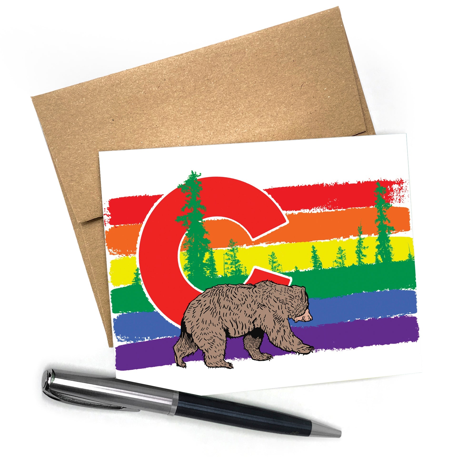 Colorado Rainbow Bear Greeting Card - Greeting Cards - Two Little Fruits - Two Little Fruits