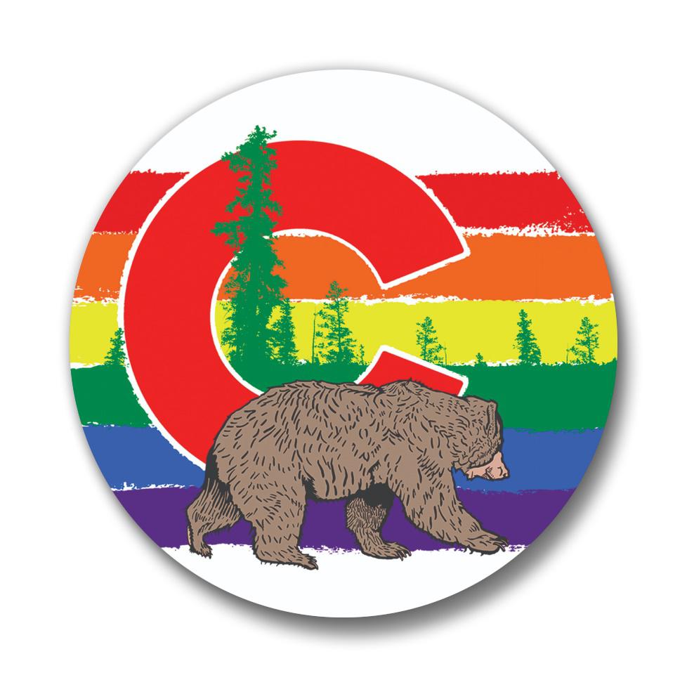 Colorado Rainbow Bear Pin - Button Pins - Two Little Fruits - Two Little Fruits