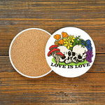 Colorful 4" Ceramic Gay Pride Drink Coaster with Cork Backing - Love Is Love Design - Coasters - Two Little Fruits - Two Little Fruits