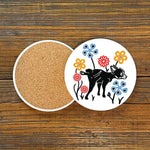 Colorful 4" Dog Drink Coaster - Ceramic with Cork Backing - Coasters - Two Little Fruits - Two Little Fruits