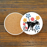 Colorful 4" Dog Drink Coaster - Ceramic with Cork Backing - Coasters - Two Little Fruits - Two Little Fruits