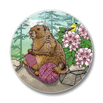 Colorful Coffee Table Coasters - Knitting Marmot Ceramic Drink Coasters, Set of 4, 4" Diameter - Coasters - Two Little Fruits - Two Little Fruits