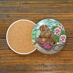 Colorful Coffee Table Coasters - Knitting Marmot Ceramic Drink Coasters, Set of 4, 4" Diameter - Coasters - Two Little Fruits - Two Little Fruits