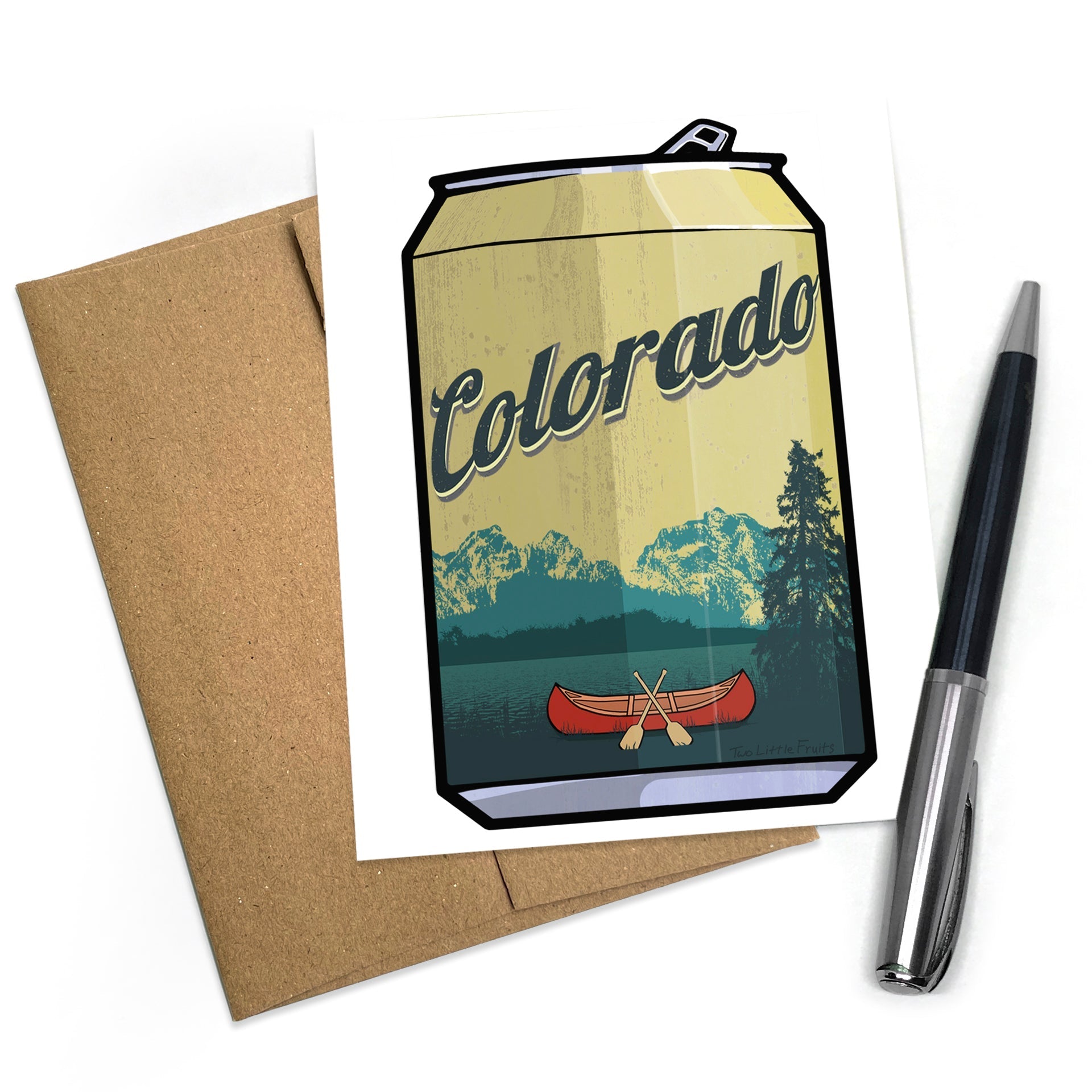 Colorful Colorado Greeting Card - A2 Size Beer Can Design with Envelope - Blank Inside - Greeting Cards - Two Little Fruits - Two Little Fruits