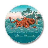 Colorful Drink Coasters - 4" Diameter Octopus Ceramic Coasters with Cork Backing, Set of 4 - Coasters - Two Little Fruits - Two Little Fruits