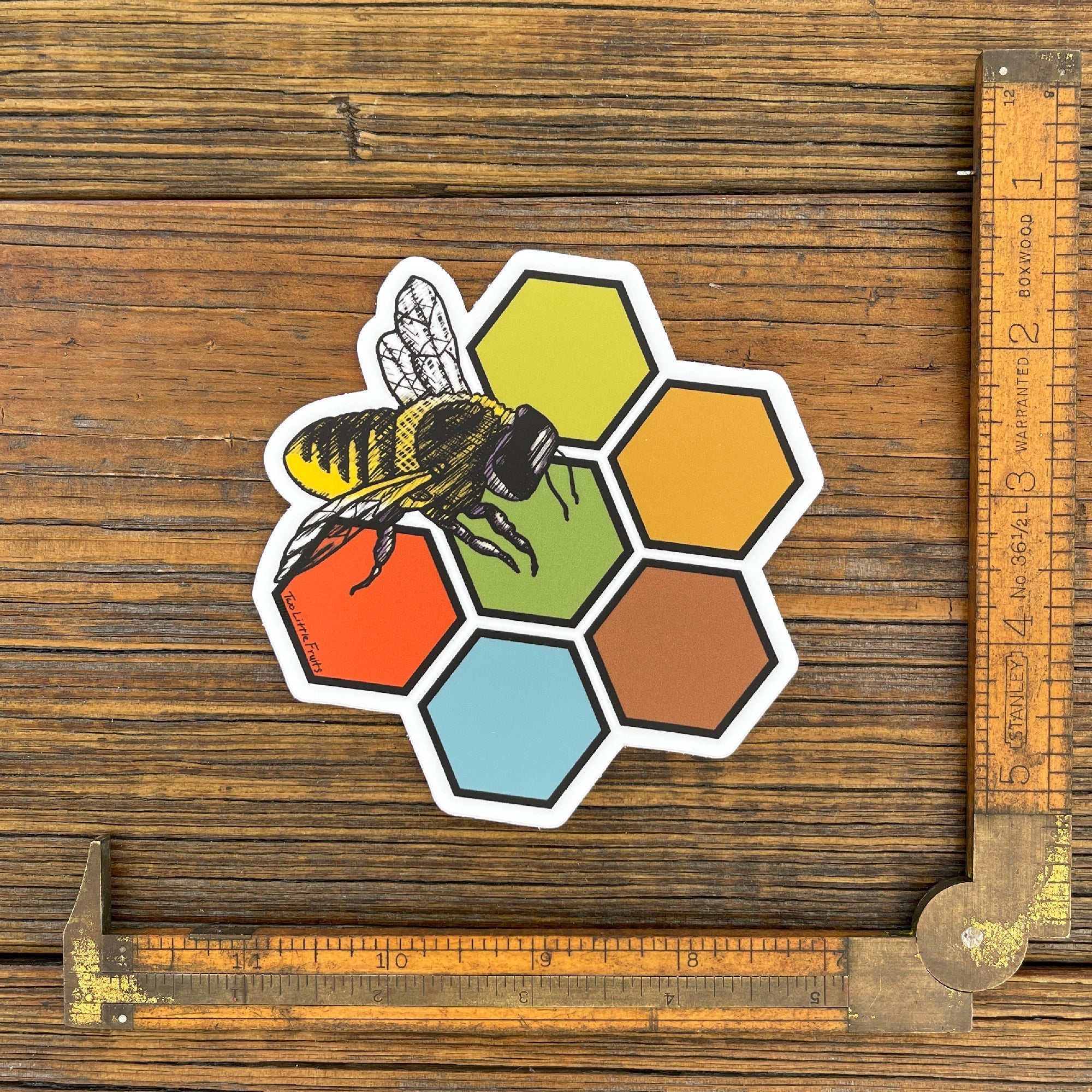 Colorful Honey Bee Sticker - Durable, Weatherproof Vinyl Decal - Sticker - Two Little Fruits - Two Little Fruits