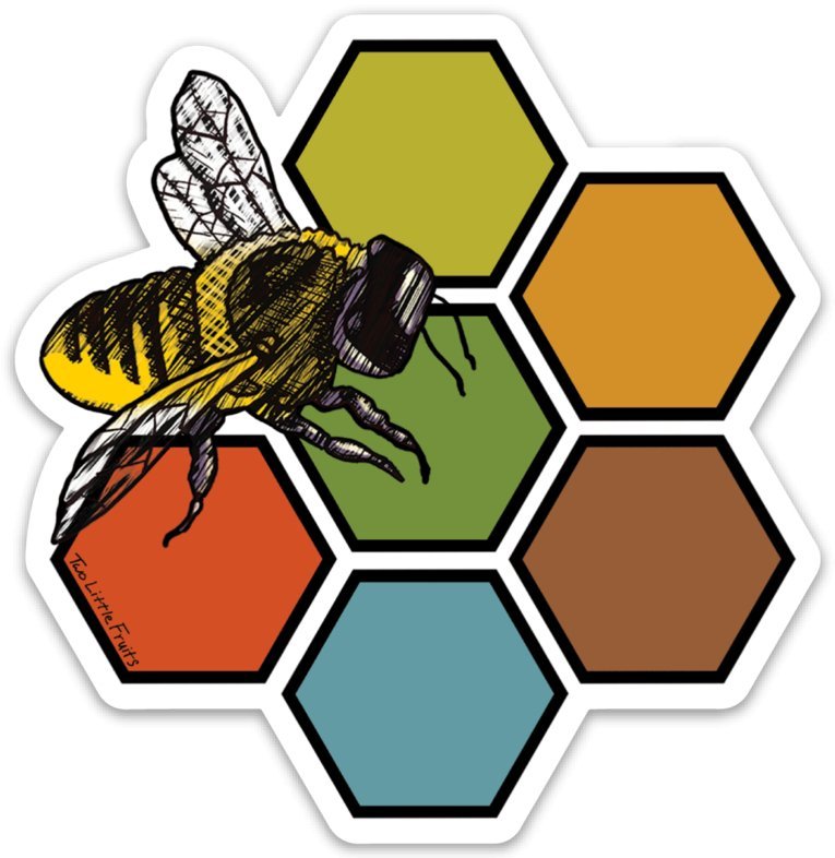 Colorful Honey Bee Sticker - Durable, Weatherproof Vinyl Decal - Sticker - Two Little Fruits - Two Little Fruits