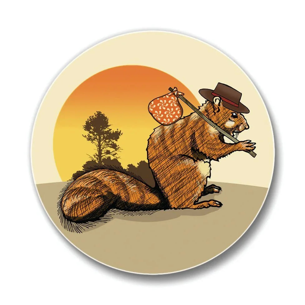 Colorful Squirrel Drink Coaster - 4" Ceramic Coasters with Cork Backing by Two Little Fruits - Coasters - Two Little Fruits - Two Little Fruits