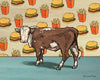 Cow And Cheeseburger Art Print - Paper Prints - Two Little Fruits - Two Little Fruits