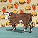 Cow And Cheeseburger Wall Decor Art Print - High Quality 8x10 Or 11x14 Inch Print, Acid Free Paper - Paper Prints - Two Little Fruits - Two Little Fruits